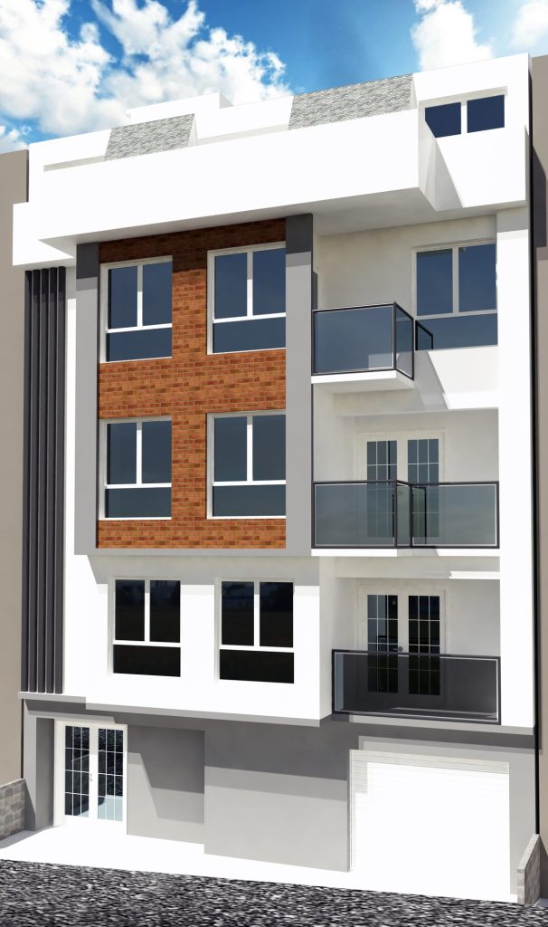 Kanatlı projesi, tuğla cepheli şehir apartmanı