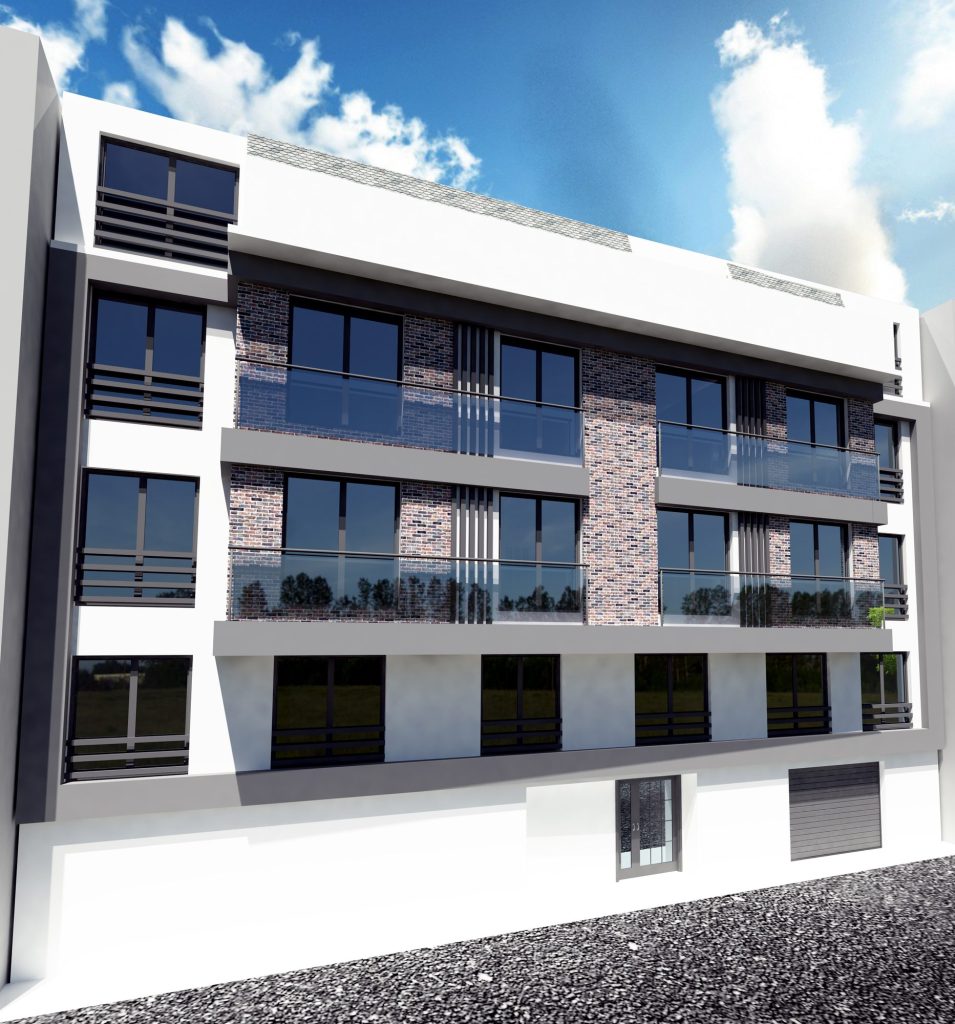 Yenilik projesi, cam balkonlu modern apartman